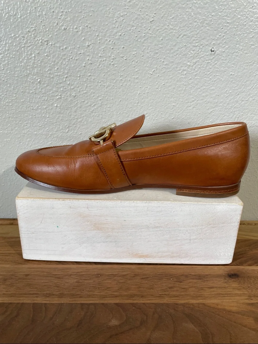 Leather Horsebit Loafers Cognac Brown Slip On Equestrian 8B Timeless Cole Hann - Picture 3 of 10